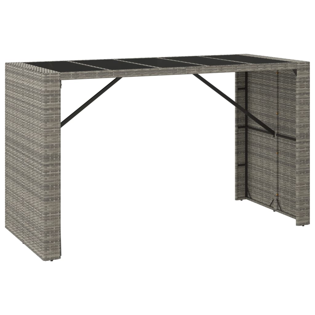 Barski stol sa staklenom pločom sivi 185x80x110 cm poliratan