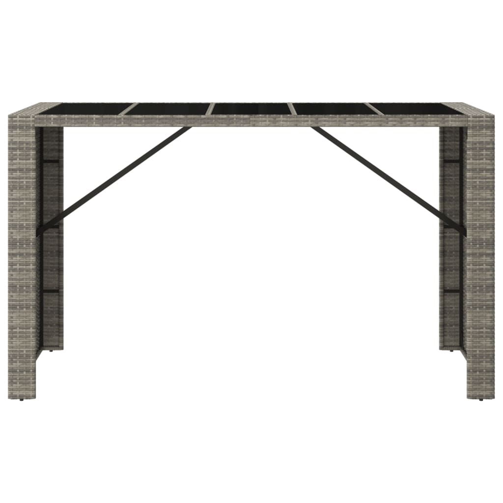 Barski stol sa staklenom pločom sivi 185x80x110 cm poliratan