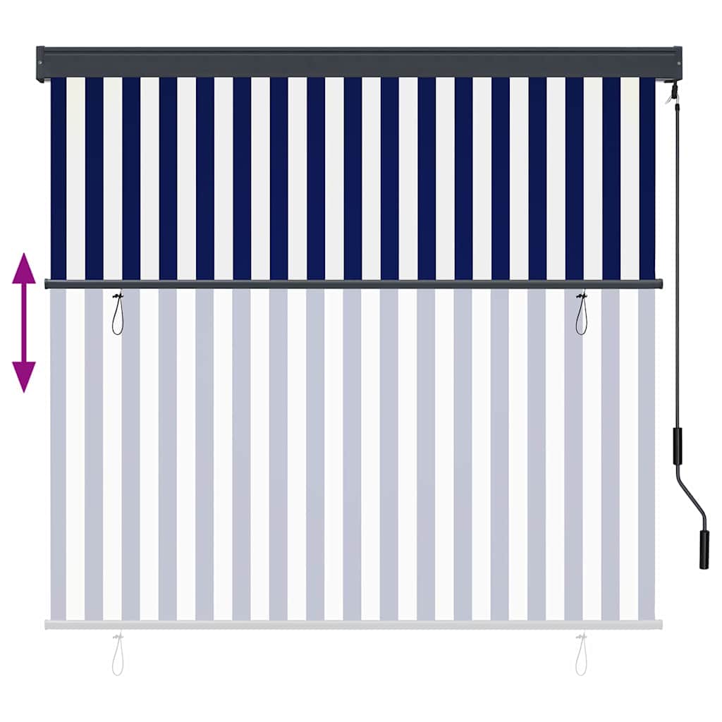 Rolo zavjesa Plava i bijela 180 x 250 cm Tkanina i aluminij