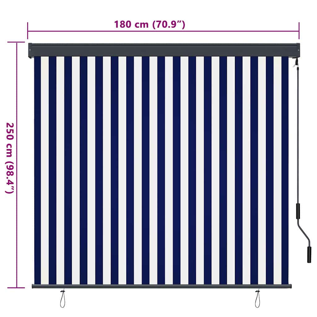 Rolo zavjesa Plava i bijela 180 x 250 cm Tkanina i aluminij