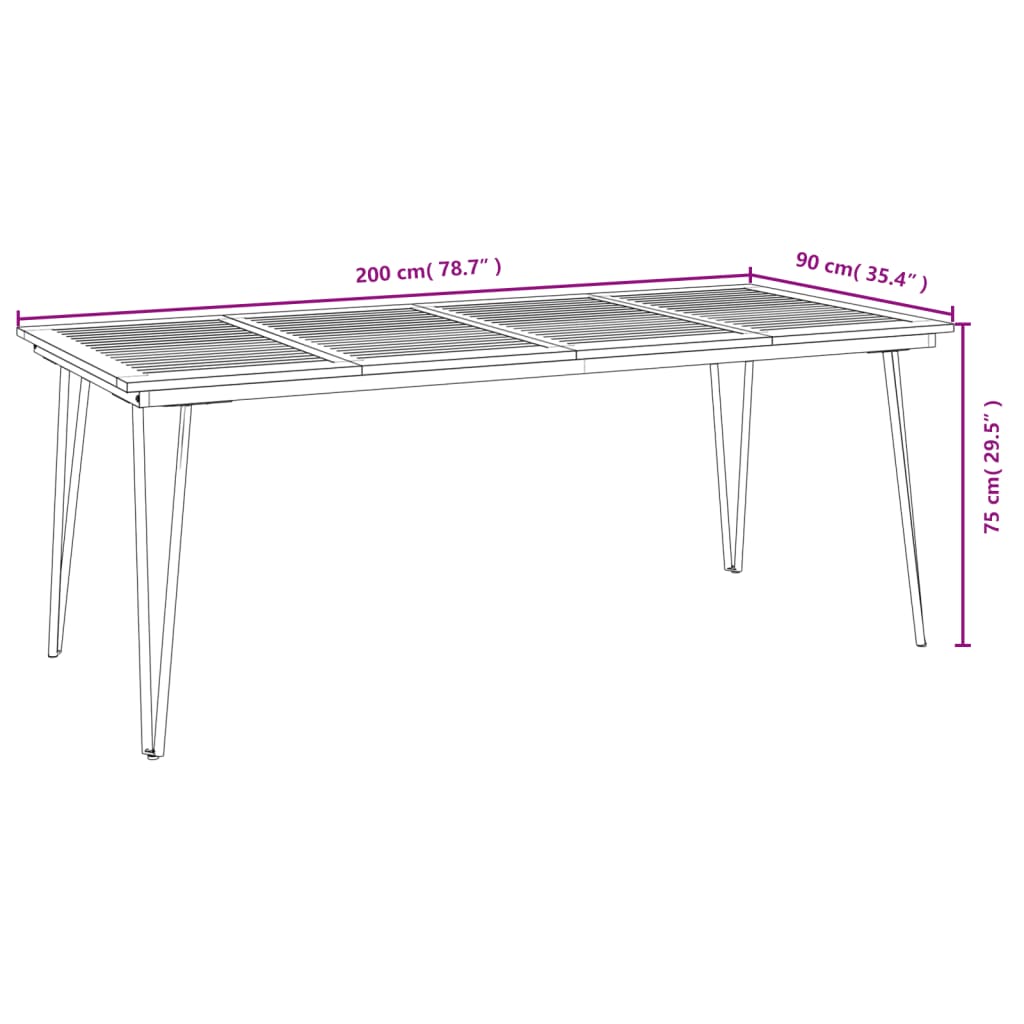 Vrtni stol s U-nogama 200x90x75 cm od masivnog drva bagrema