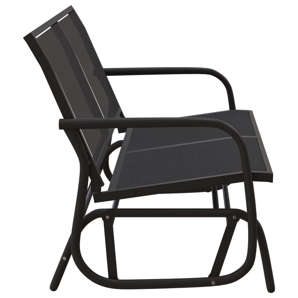 Vrtna klupa za ljuljanje crna 120,5x76x86,5 cm tekstil i čelik