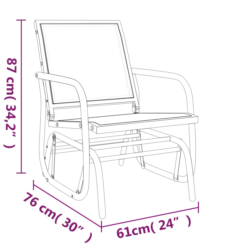 Vrtne stolice ljuljačke crne 61x76x87 cm tekstil i čelik