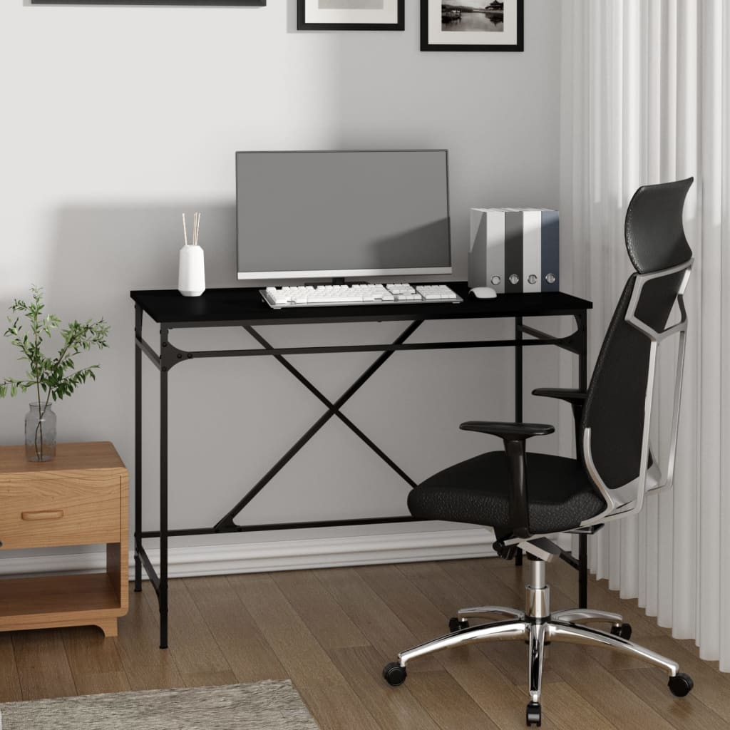 Radni stol crni 100 x 50 x 75 cm konstruirano drvo i željezo