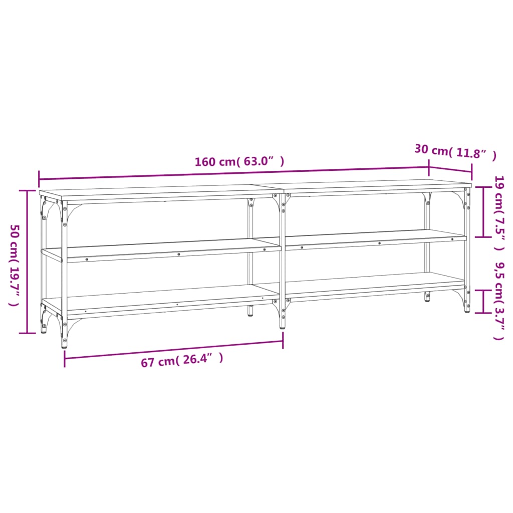 TV ormarić boja hrasta 160x30x50 cm od konstruiranog drva