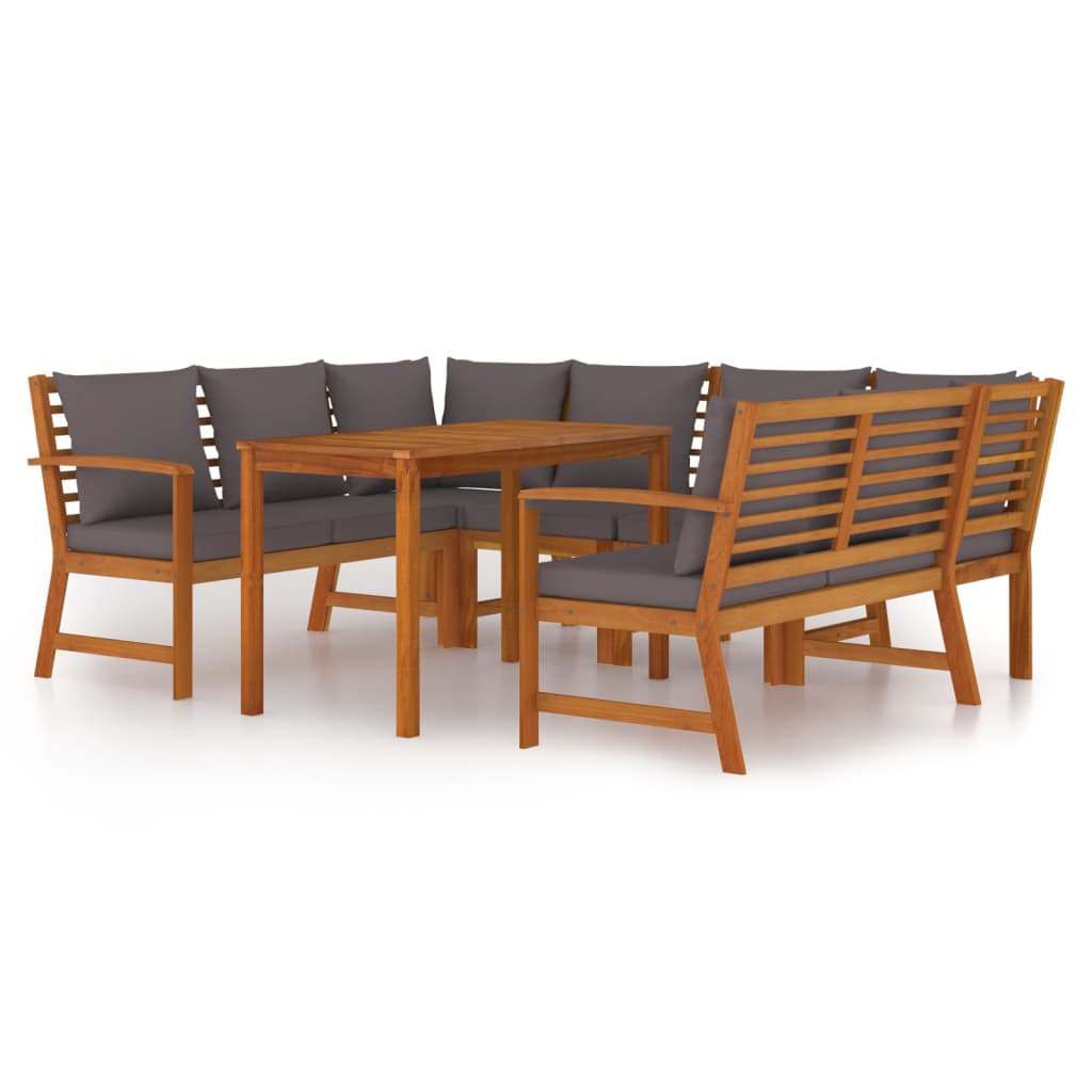 7-dijelni vrtni blagovaonski set s jastucima od bagremovog drva