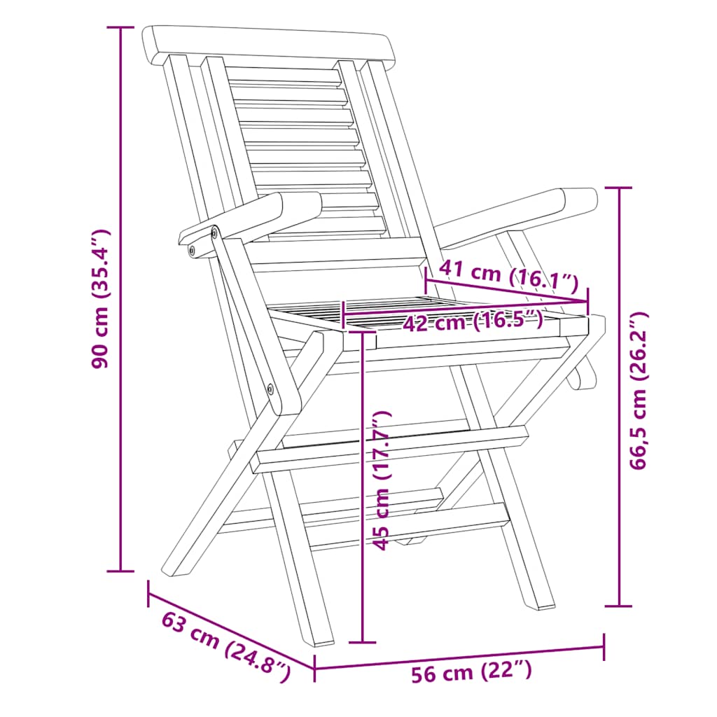 Sklopive vrtne stolice 6 kom 56x63x90 cm od masivne tikovine
