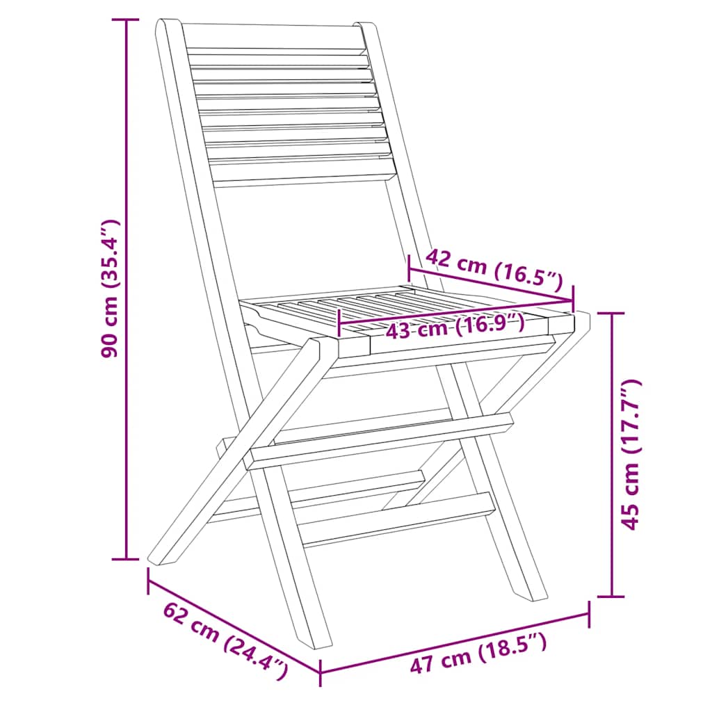 Sklopive vrtne stolice 6 kom 47x62x90 cm od masivne tikovine