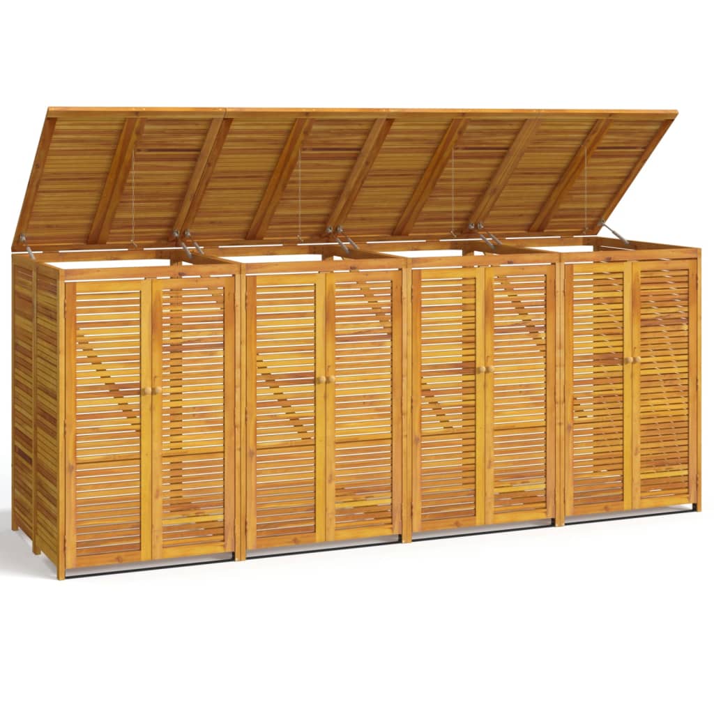 Spremište za 4 kante za smeće 280x89x117cm masivno drvo bagrema