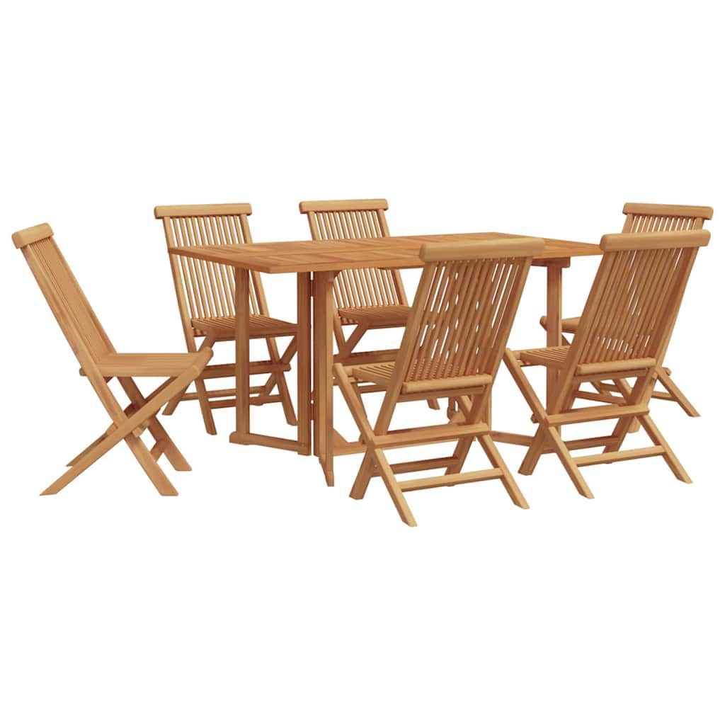 Vrtni set za objed 7 pcs Smeđa Čvrsto teak drvo