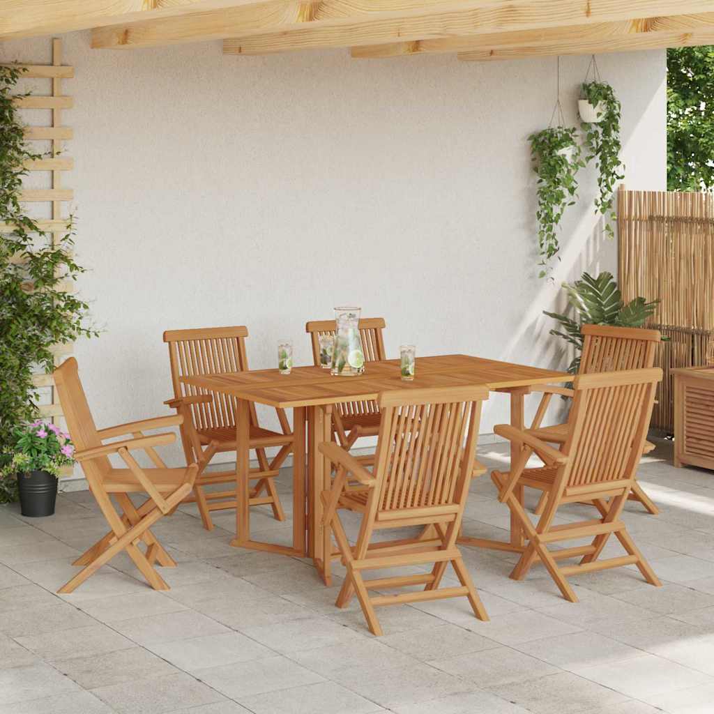 Vrtni set za objed 7 pcs Smeđa Čvrsto teak drvo