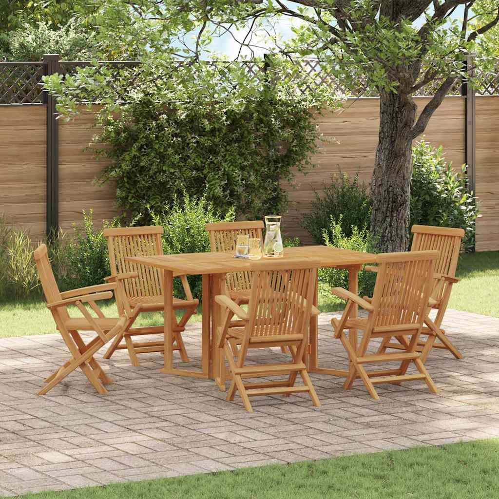 Vrtni set za objed 7 pcs Smeđa Čvrsto teak drvo