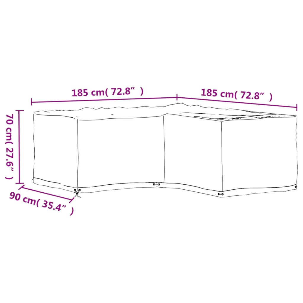 Navlake za kutnu vrtnu garnituru 2 kom s 12 ušica 185x185x70 cm
