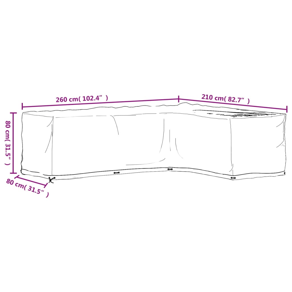 Navlake za kutnu vrtnu garnituru 2 kom s 16 ušica 260x210x80 cm
