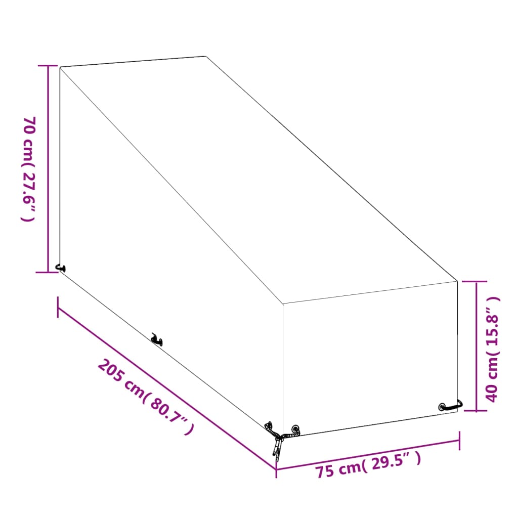 Navlake za ležaljku 2 kom s 12 ušica 205x75x40/70 cm polietilen