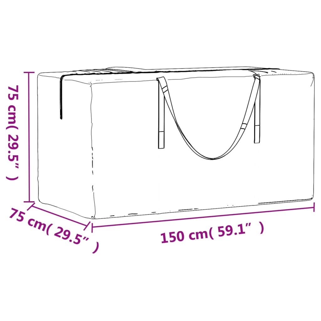 Vreće za vrtne jastuke 2 kom crne 150x75x75 cm polietilen