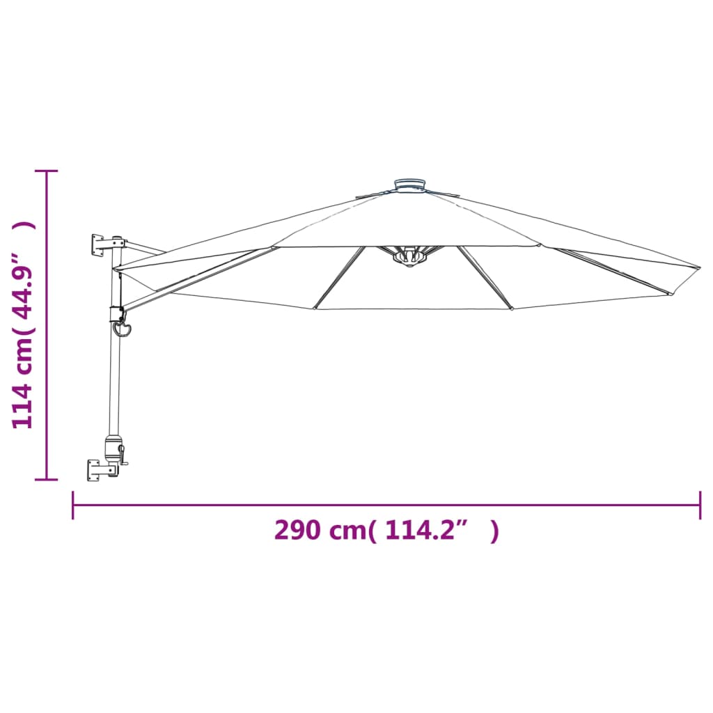 Zidni suncobran jarkocrveni 290 cm