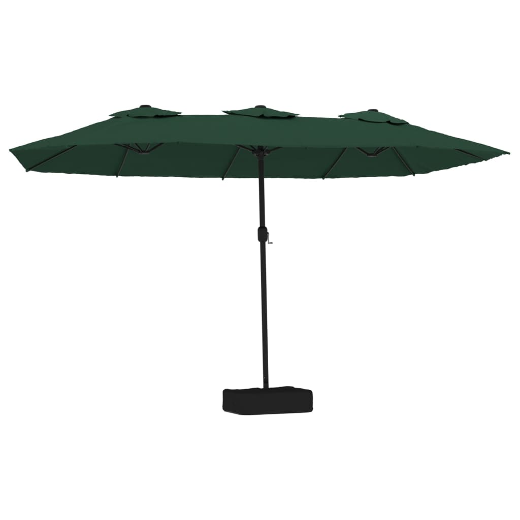 Dvostruki vrtni suncobran s LED svjetlima zeleni 449 x 265 cm