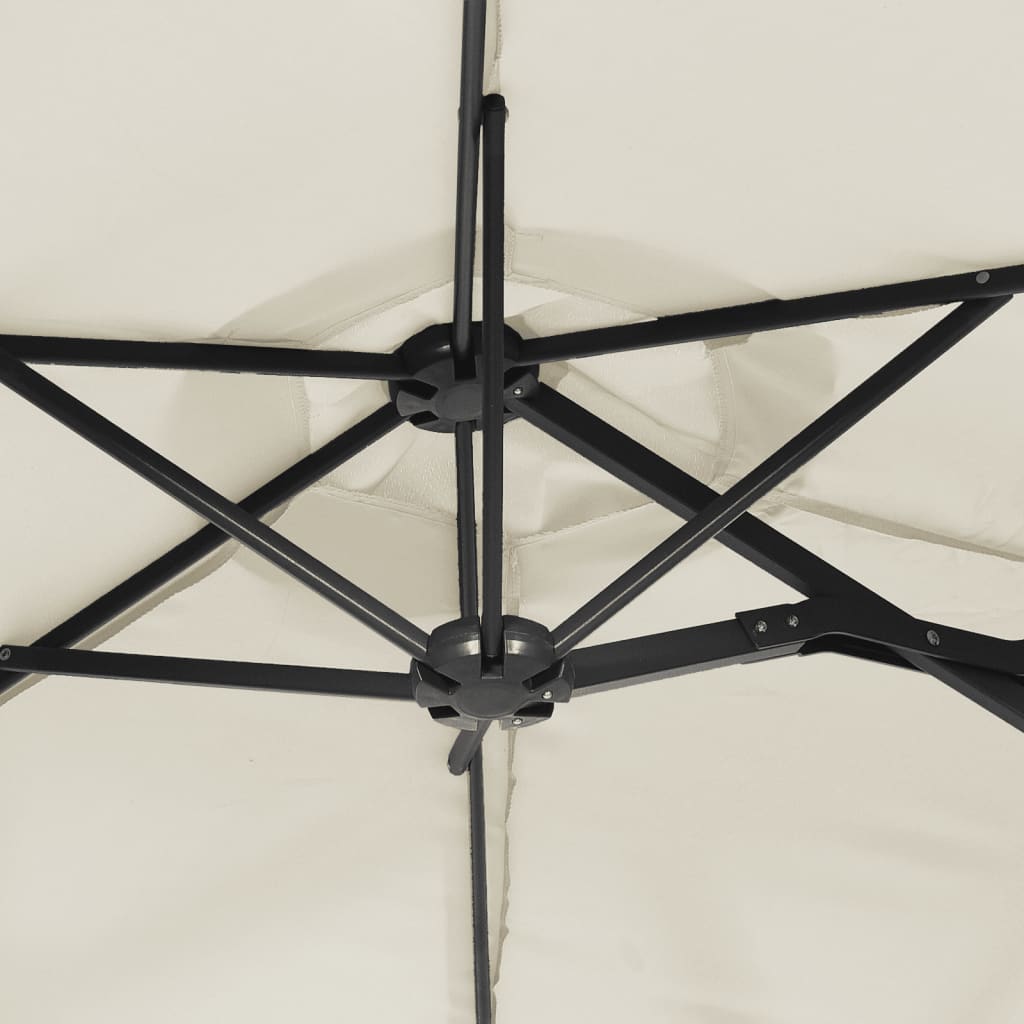 Dvostruki vrtni suncobran pješčano bijeli 316 x 145 cm