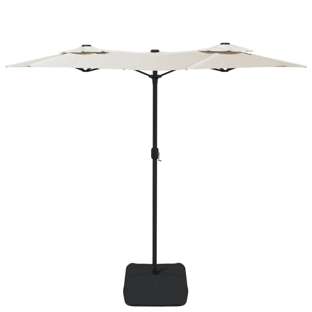 Dvostruki vrtni suncobran LED pješčano bijeli 316 x 145 cm