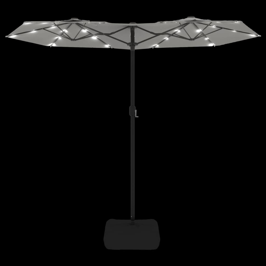 Dvostruki vrtni suncobran LED pješčano bijeli 316 x 145 cm