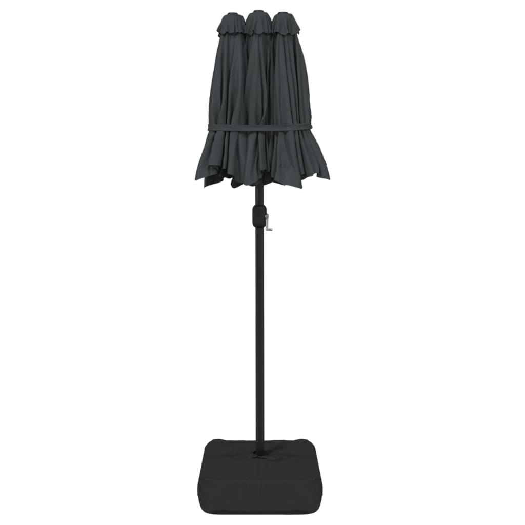Dvostruki vrtni suncobran s LED svjetlima antracit 316 x 145 cm