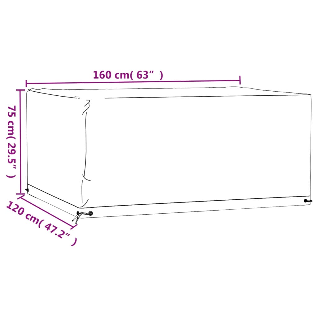 Navlaka za vrtni namještaj sa 8 ušica 160x120x75 cm pravokutna