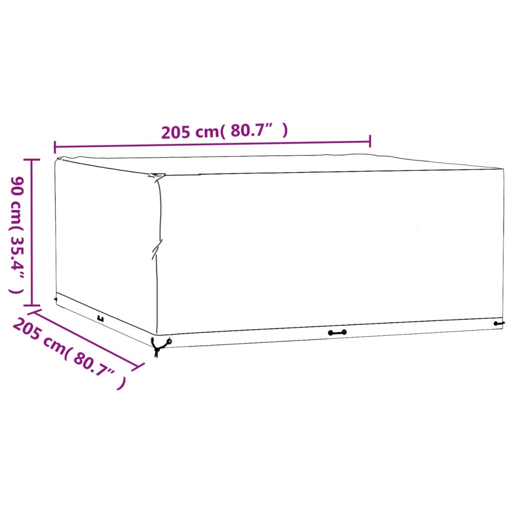 Navlaka za vrtni namještaj sa 16 ušica 205x205x90 cm kvadratna