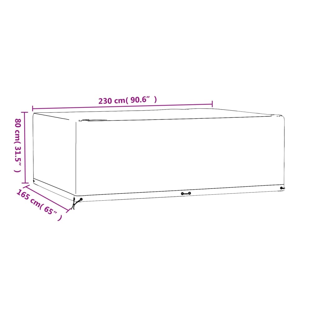 Navlaka za vrtni namještaj s 12 ušica 230x165x80 cm pravokutna