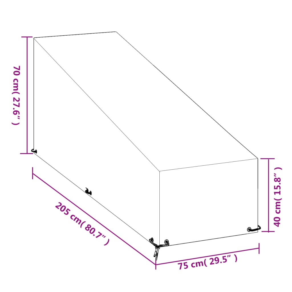 Navlaka za ležaljku s 12 ušica 205x75x40/70 cm od polietilena