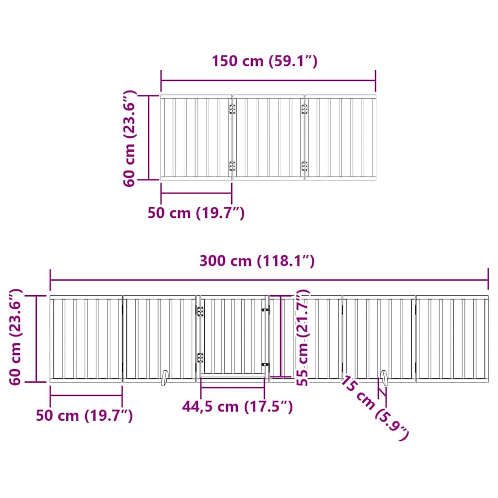 Vrata za pse s vratašcima 9 panela sklopiva 450 cm drvo topole