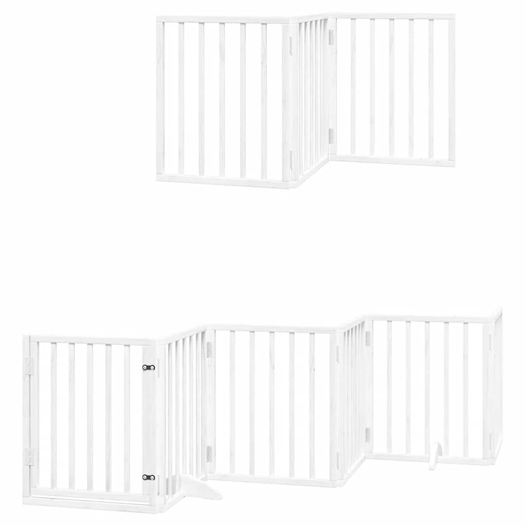 Vrata za pse s vratašcima 9 panela sklopiva 450 cm drvo topole Bijela 50 x 60 x 2 cm