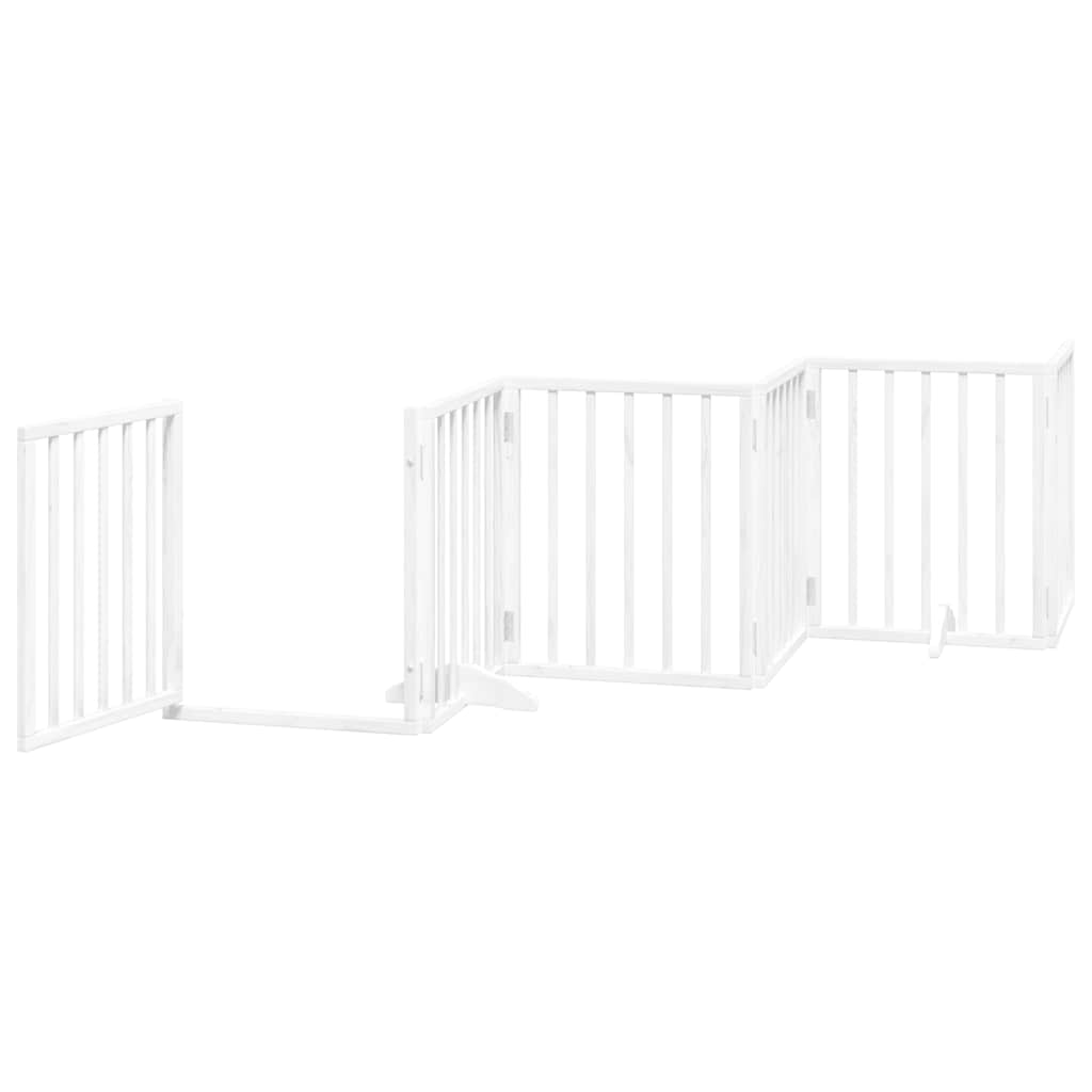 Vrata za pse s vratašcima 9 panela sklopiva 450 cm drvo topole Bijela 50 x 60 x 2 cm
