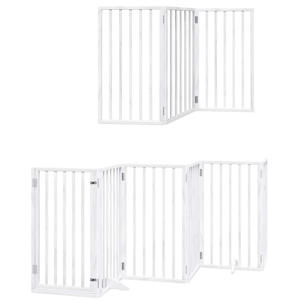Vrata za pse s vratašcima 12 panela sklopiva 600 cm drvo topole Bijela 50 x 90 x 2 cm