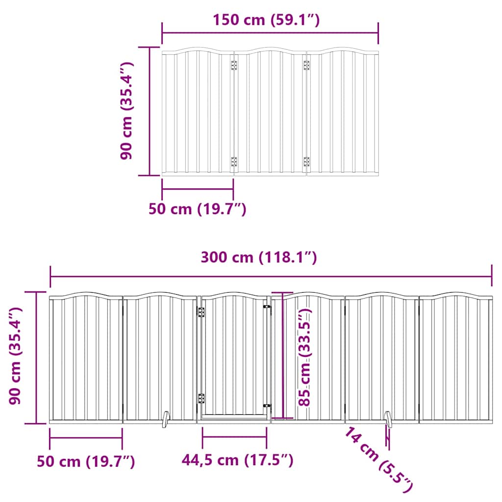 Vrata za pse s vratašcima 12 panela sklopiva 600 cm drvo topole