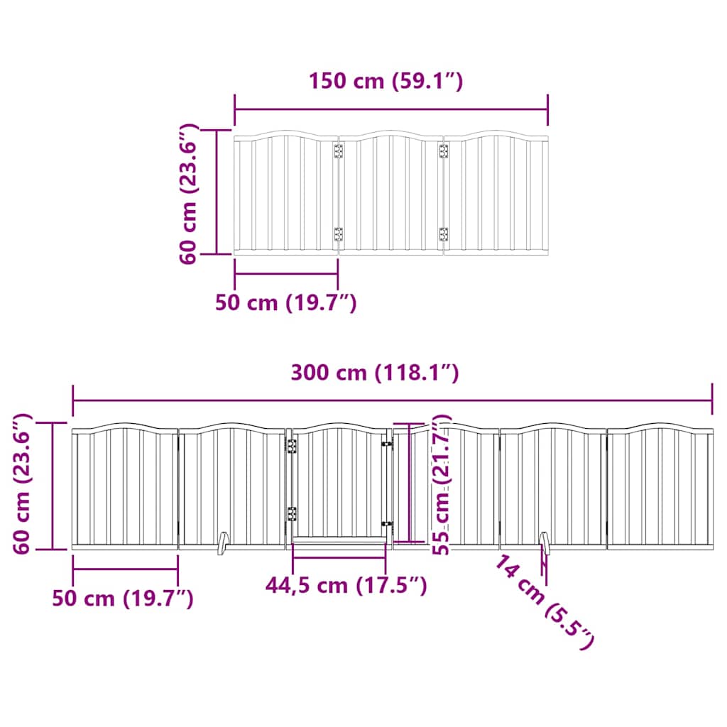 Vrata za pse s vratašcima 15 panela sklopiva 750 cm drvo topole
