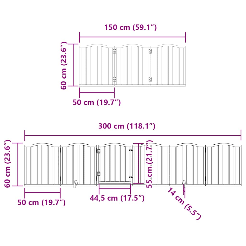 Vrata za pse s vratašcima 9 panela sklopiva 450 cm drvo topole