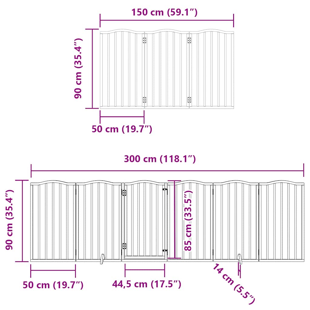 Vrata za pse s vratašcima 15 panela sklopiva 750 cm drvo topole