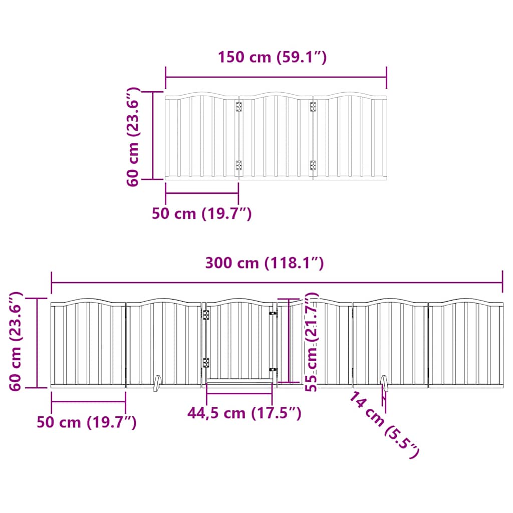 Vrata za pse s vratašcima 15 panela sklopiva 750 cm drvo topole