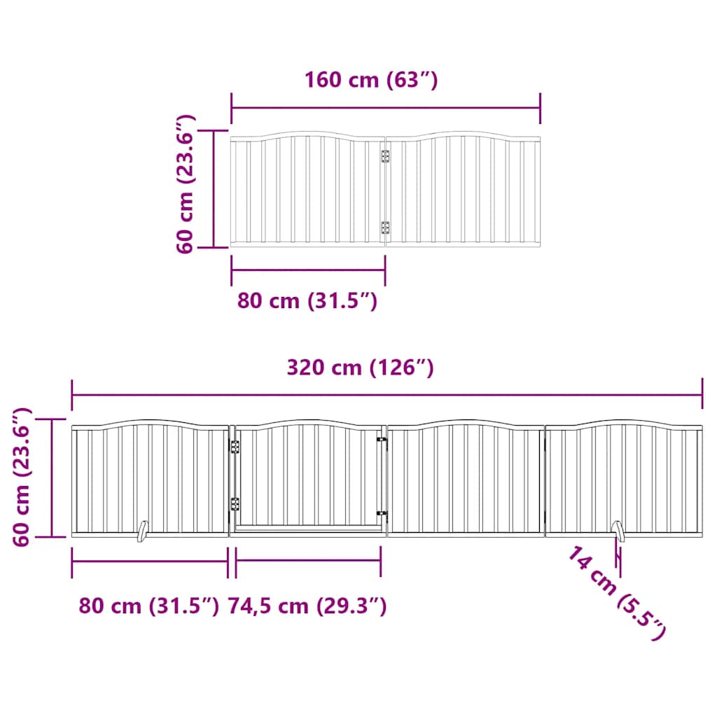 Vrata za pse s vratašcima 12 panela sklopiva 960 cm drvo topole