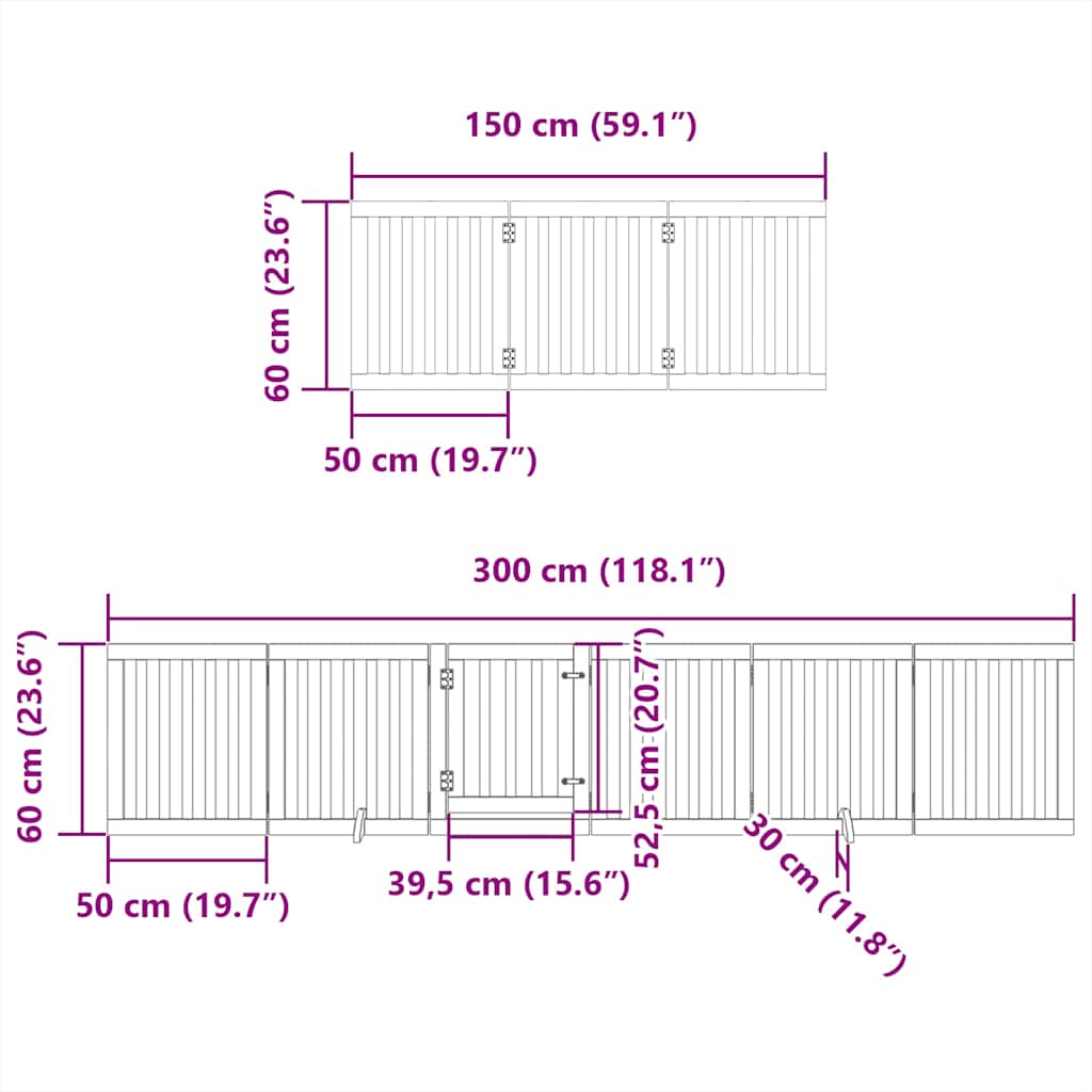 Vrata za pse s vratašcima 15 panela sklopiva 750 cm drvo topole