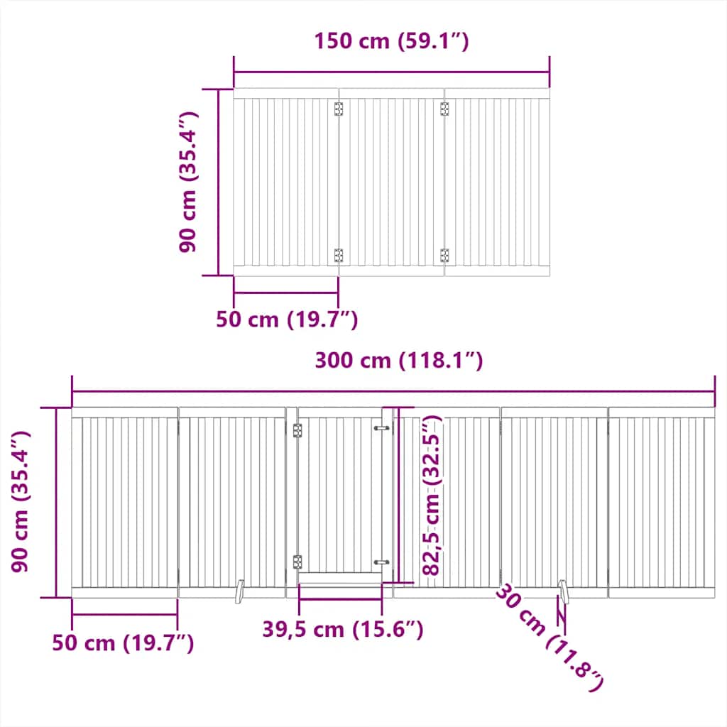 Vrata za pse s vratašcima 9 panela sklopiva 450 cm drvo topole