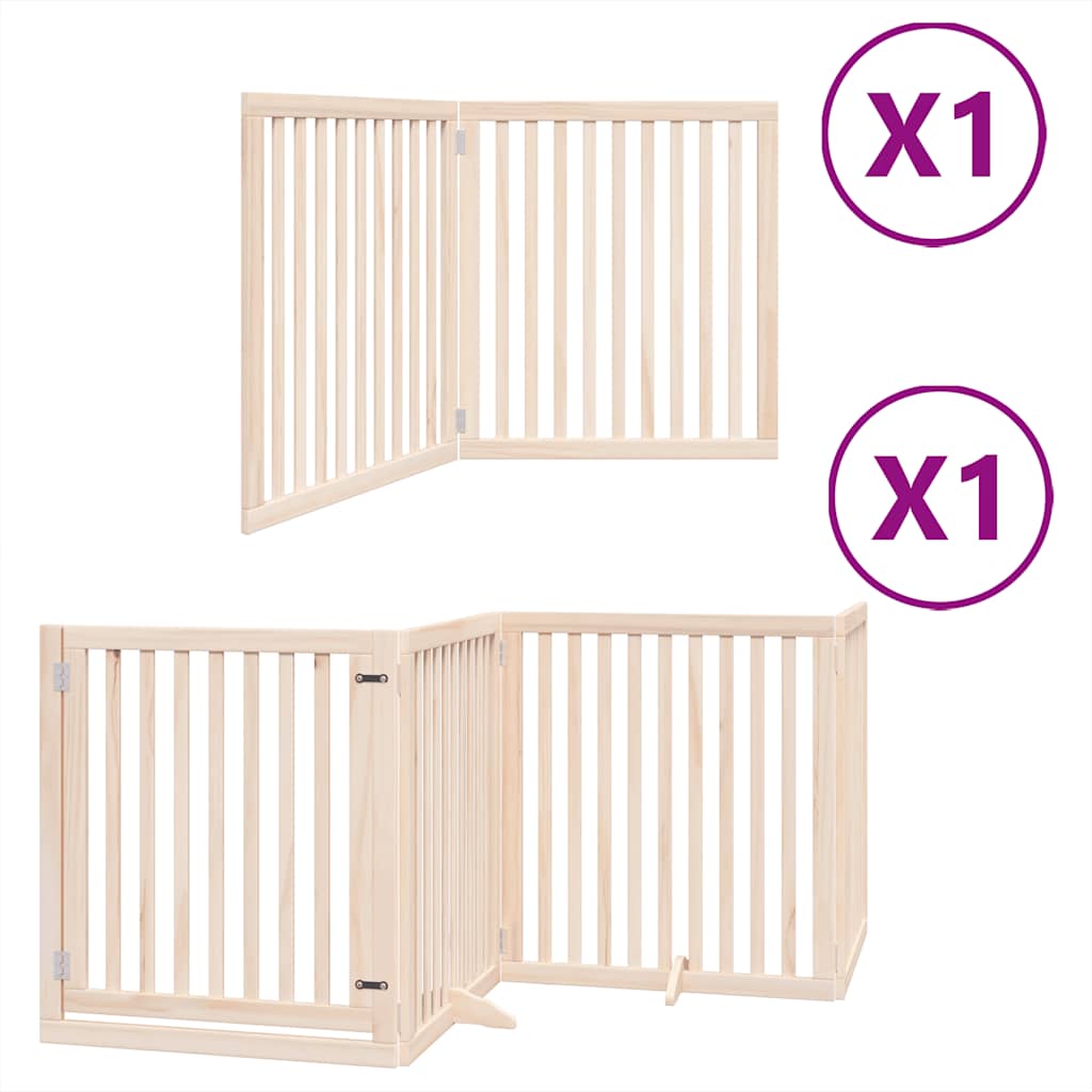 Vrata za pse s vratašcima 6 panela sklopiva 480 cm drvo topole Smeđa 80 x 90 x 2 cm