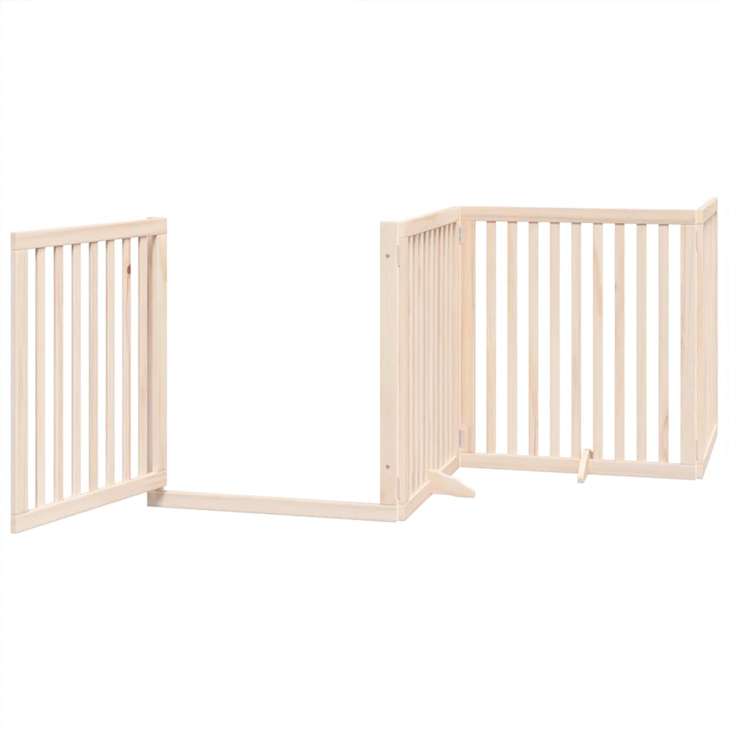 Vrata za pse s vratašcima 6 panela sklopiva 480 cm drvo topole Smeđa 80 x 90 x 2 cm