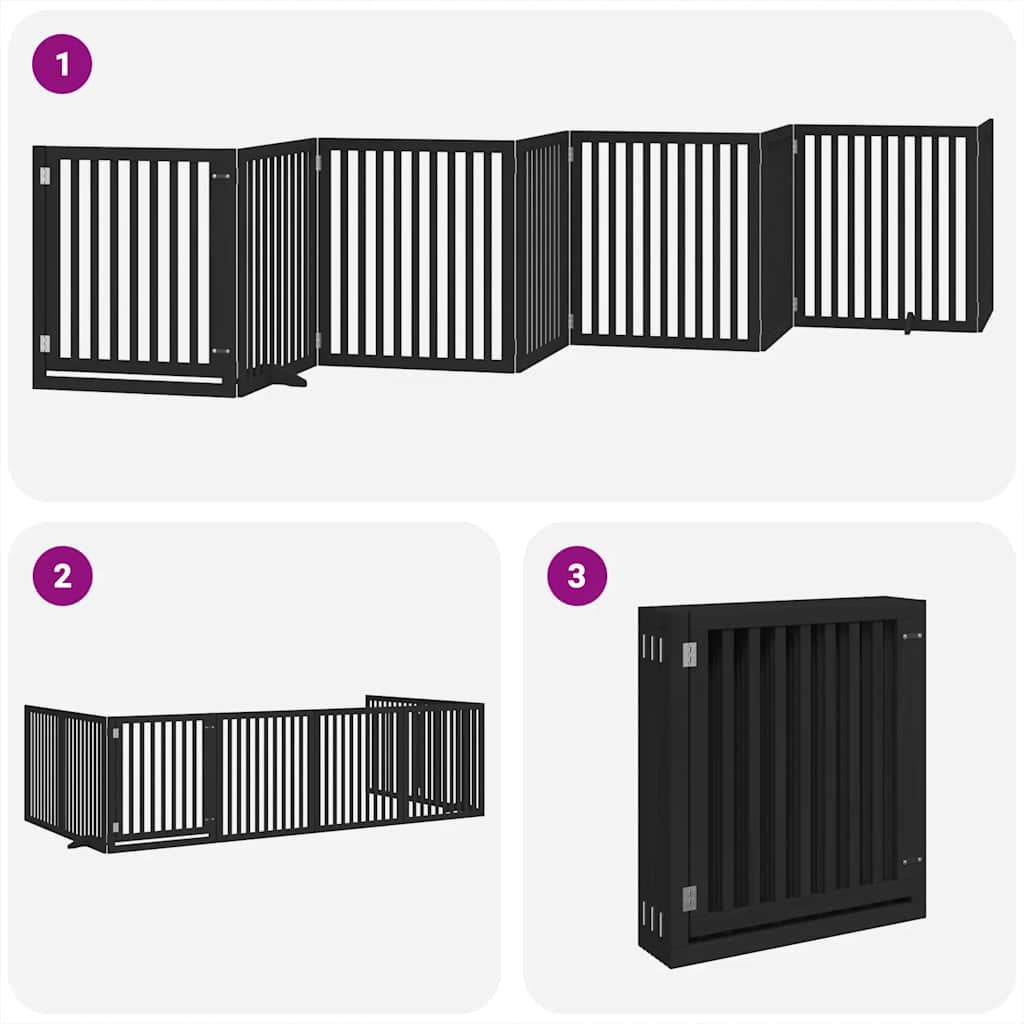 Vrata za pse s vratašcima 8 panela sklopiva 640 cm drvo topole