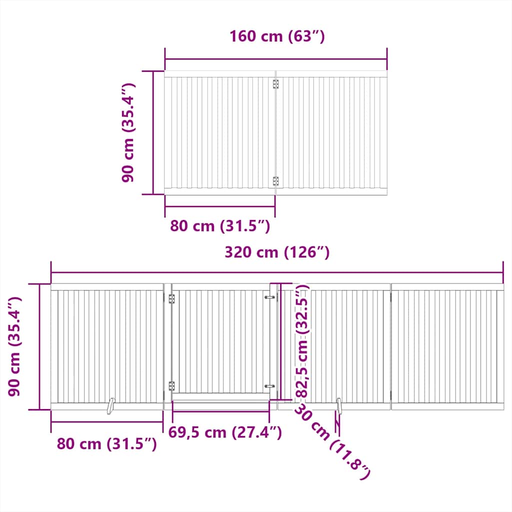 Vrata za pse s vratašcima 12 panela sklopiva 960 cm drvo topole