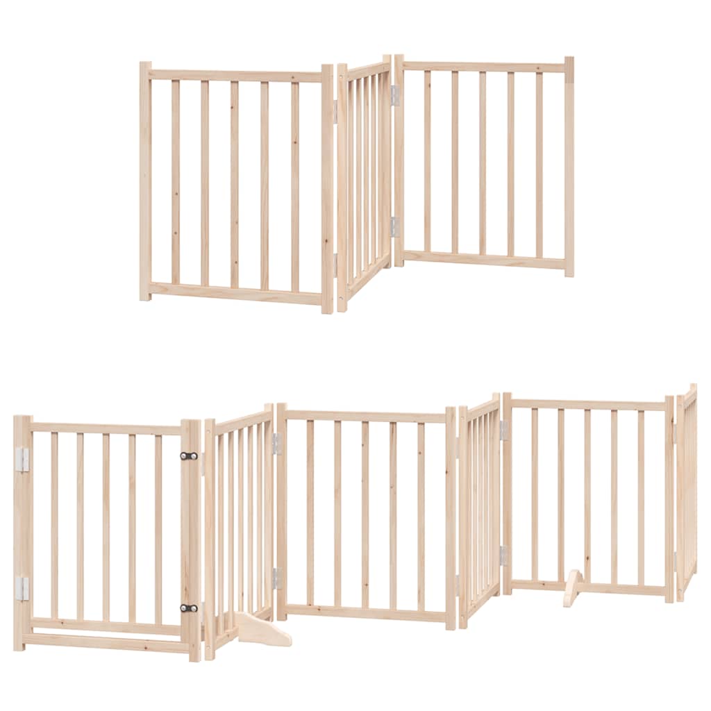 Vrata za pse s vratašcima 9 panela sklopiva 450 cm drvo topole Smeđa 50 x 60 x 2 cm