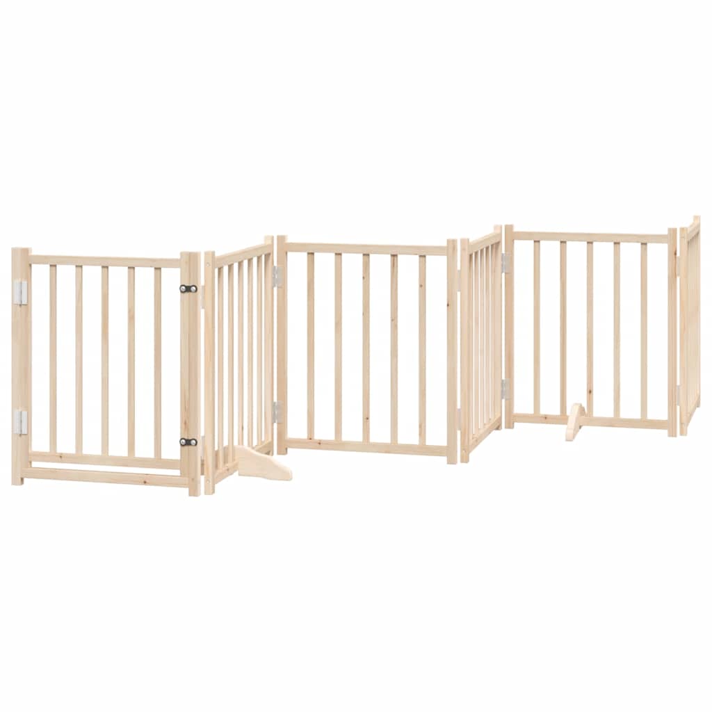 Vrata za pse s vratašcima 9 panela sklopiva 450 cm drvo topole Smeđa 50 x 60 x 2 cm
