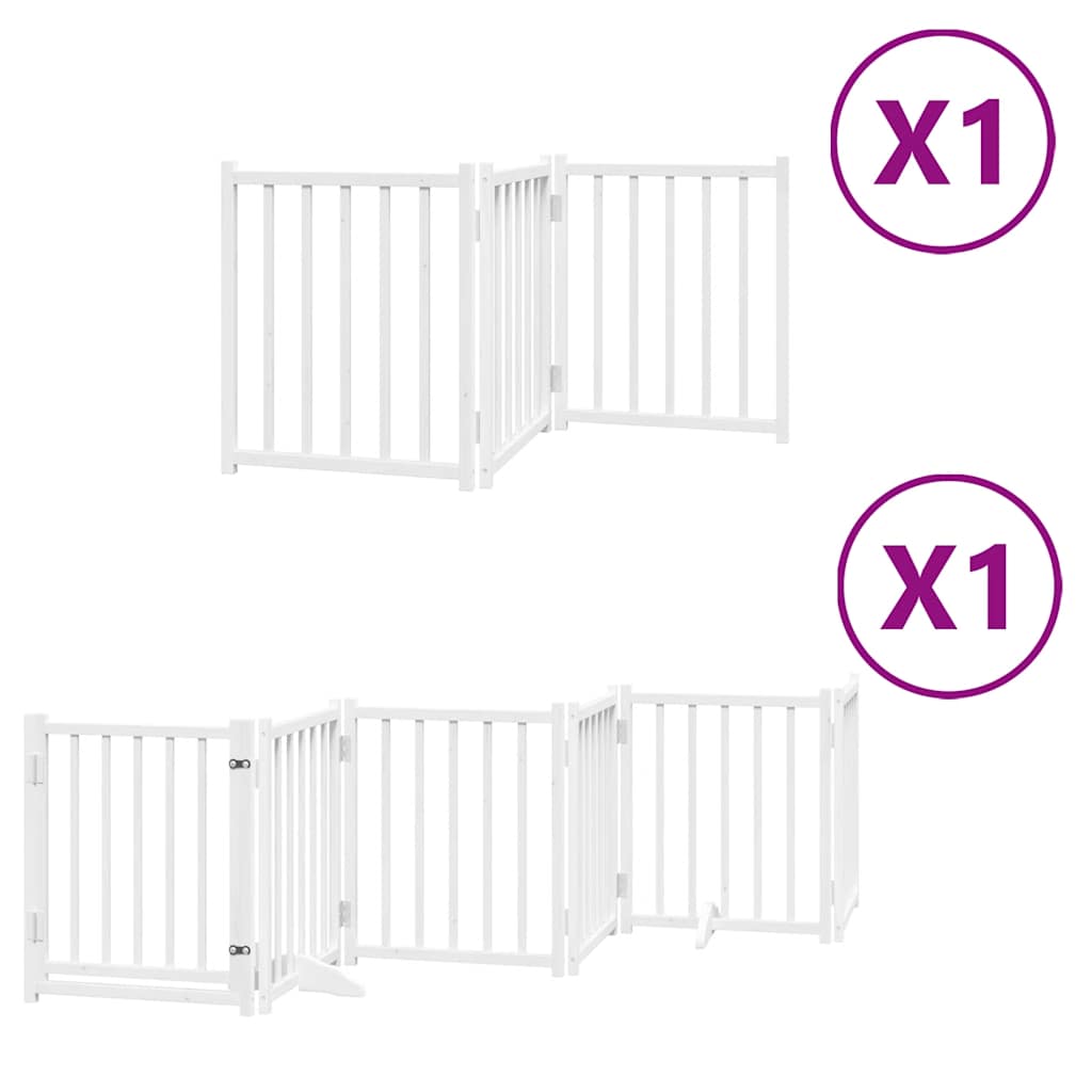 Vrata za pse s vratašcima 9 panela sklopiva 450 cm drvo topole Bijela 50 x 60 x 2 cm