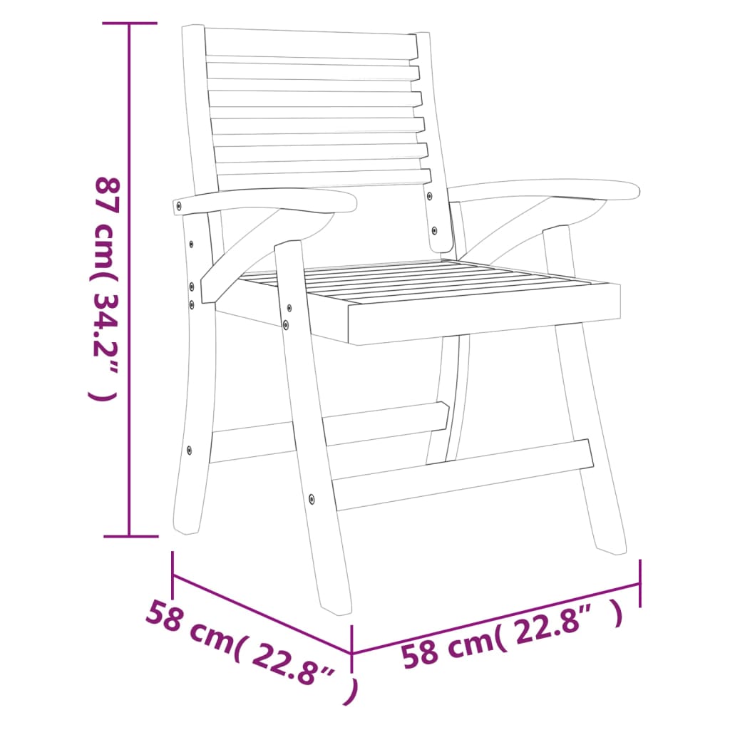 Vrtne stolice 2 kom 58 x 58 x 87 cm od masivnog bagremovog drva